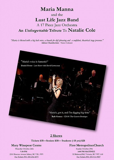 A Tribute To Natalie Cole - featuring Lust Life Jazz Band OCTOBER 2017