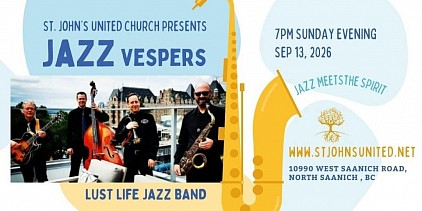 Lust Life Jazz Band at St John's United Church Sunday Sept 13 2026